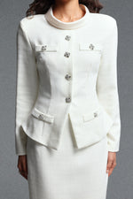 Load image into Gallery viewer, Ziriy Classic Tailored Long Sleeve Tweed Top and Skirt Two Piece Set