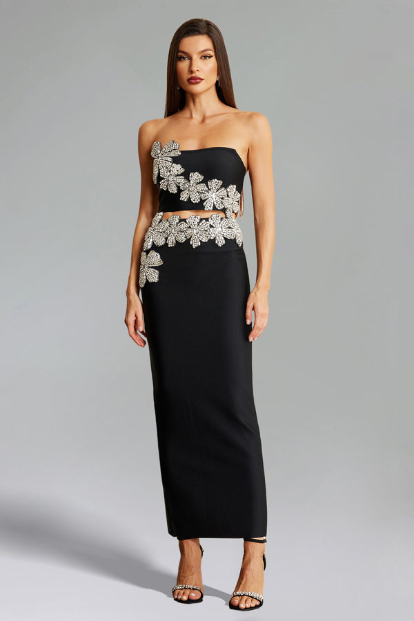 Eleganza Flrs With Diamonds Bandage Two-Piece Set
