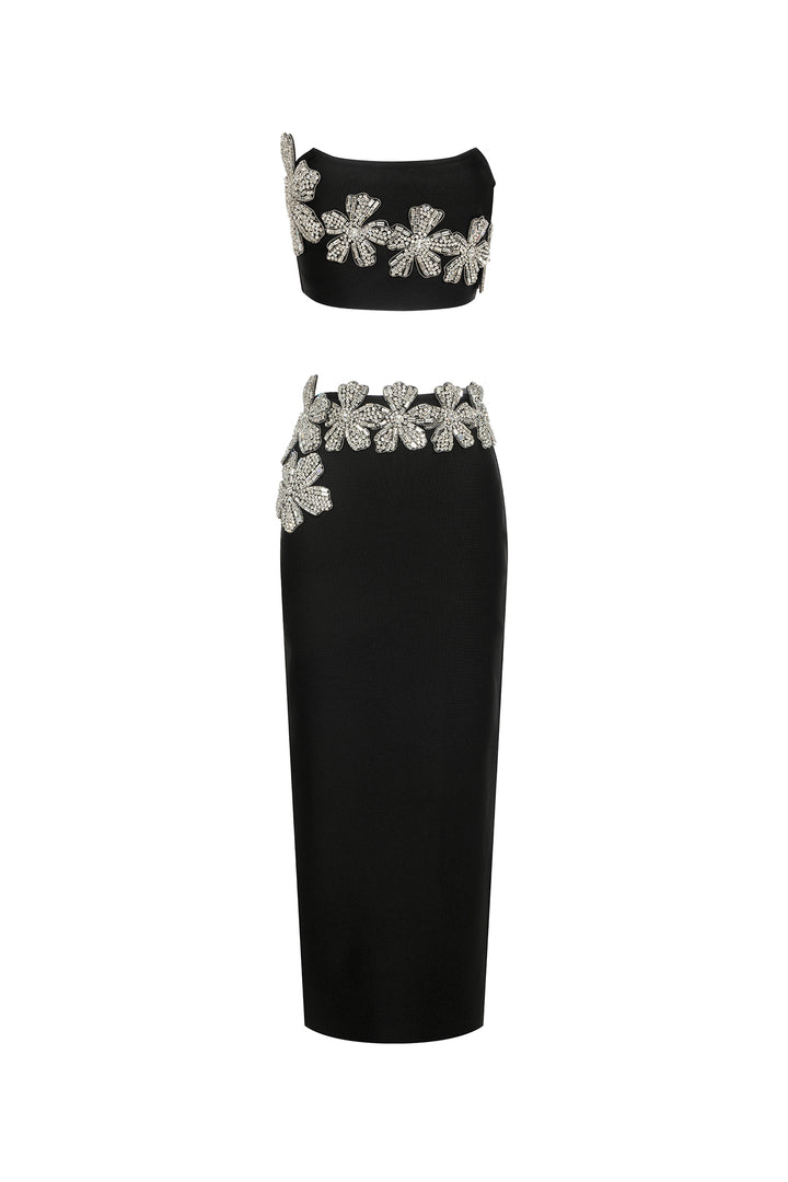 Eleganza Flrs With Diamonds Bandage Two-Piece Set
