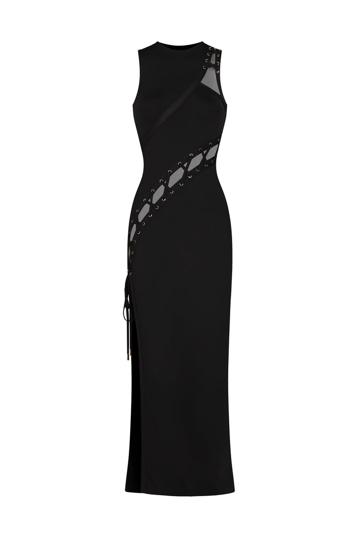 Kaiser Sleeveless Hollowed Out Slit Bandage Maxi Dress