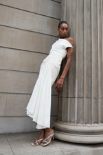 Load image into Gallery viewer, Paulina Oblique Shoulder Sleeveless Folds Midi Dress